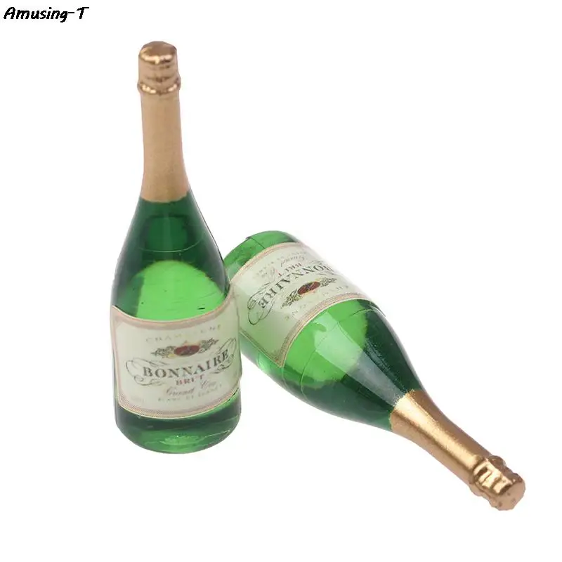 2pc Dollhouse Miniature Wine Drink mini Dollhouse Vitreous Champagne Bottles Glass Liquor Bottles For Dolls Kitchen Toy doll house toys,kitchen toys,pretend kitchen toys