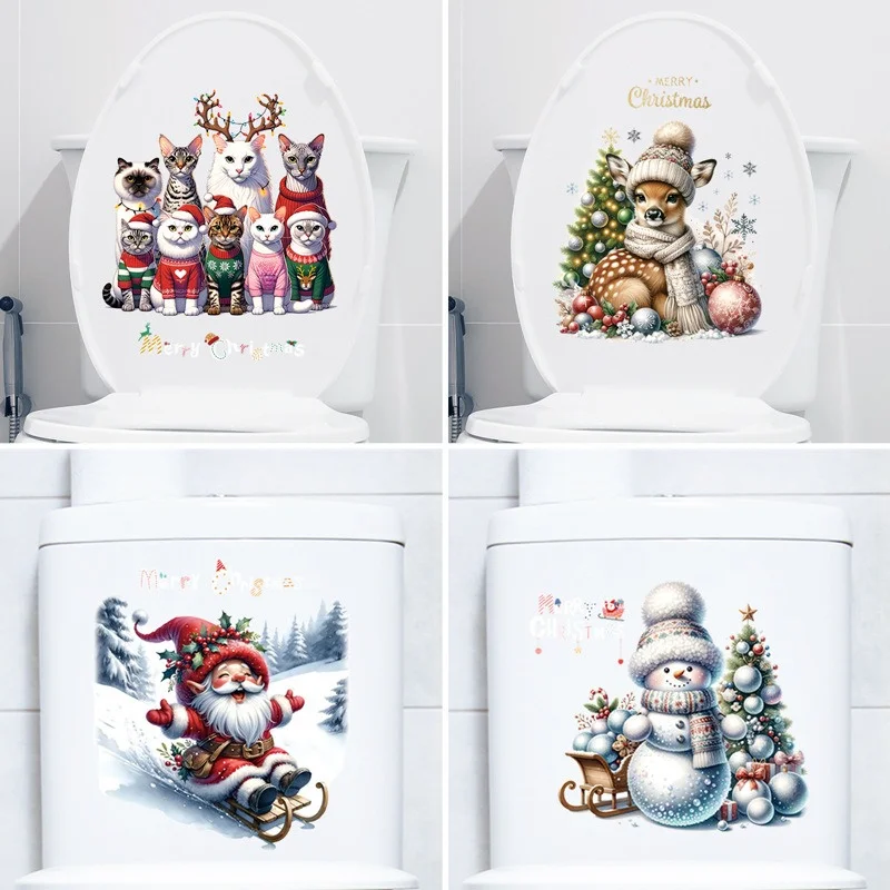 Reindeer Christmas Santa Claus Wall Stickers Snowman Cats Window Decor Merry Christmas Sticker Xmas Gifts Home Decoration wall stickers window stickers