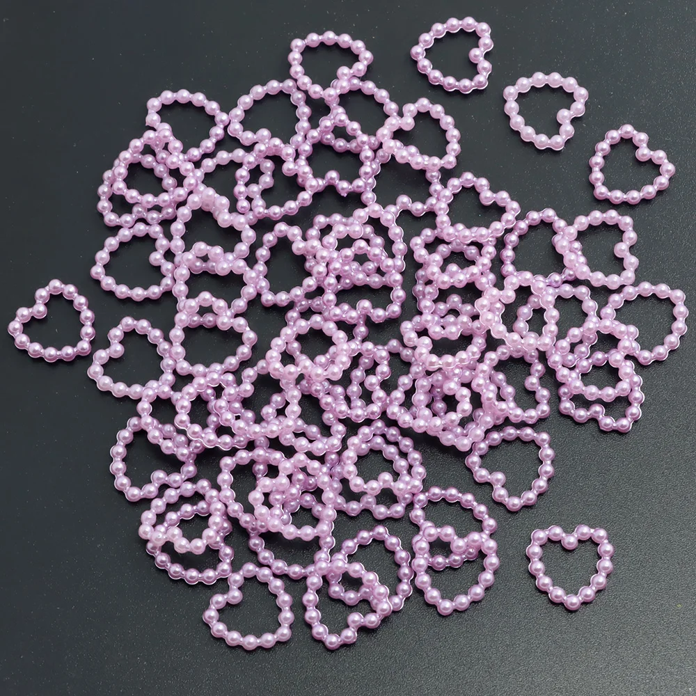Elegant Heart-Shaped Pearl Nail Art Charms - 100 Pieces for DIY Crafts and Accessories