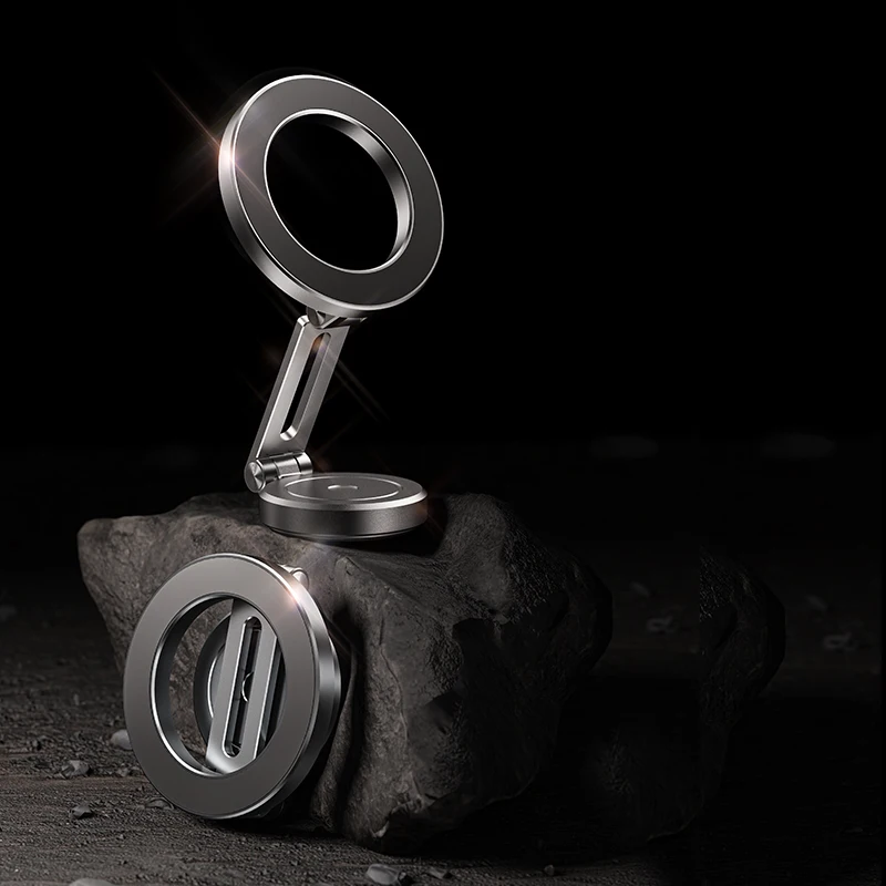 Folding Magnetic Car Mobile Phone Holder Aluminum Alloy Folding Rotating Portable Car Mount for Navigation Universal Car Models