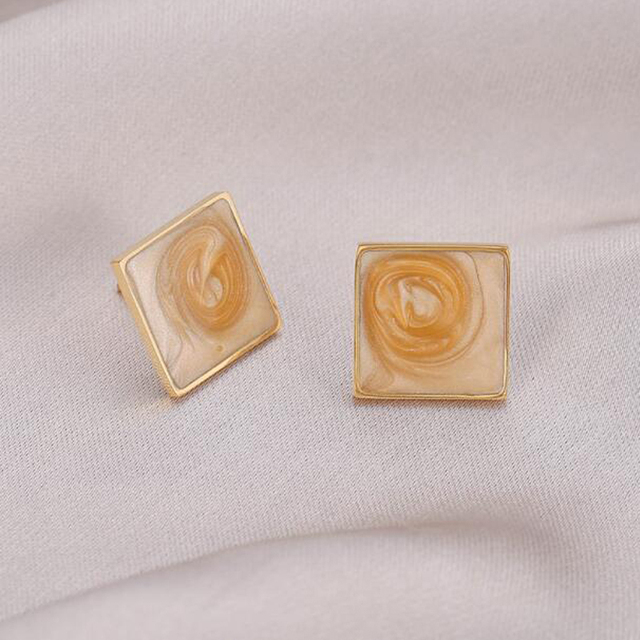 Fashion Korean Colorful Enamel Square Glaze Stud Earrings For Women Beautiful Simple Geometric Earrings 2022 Trendy Jewelry