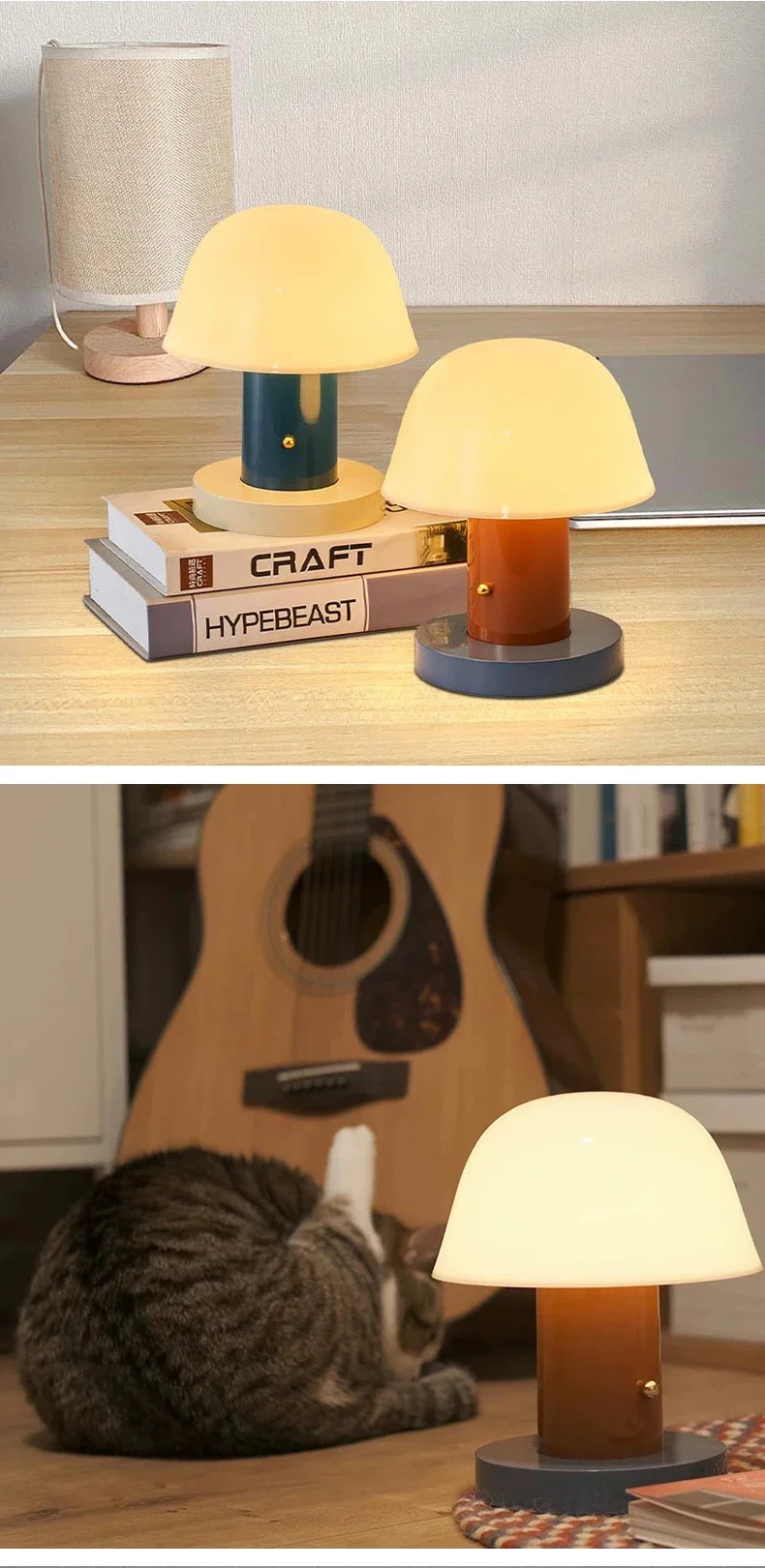 Description Picture 4 of itemPostmodern Cordless Mushroom Table Lamp Rechargeable Battery Operated Night Light for Bedroom Living Room Restaurant Outdoor