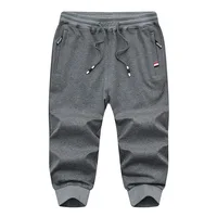 Men's Knitted Sports Pants Cotton Leisure Athletic Seven-cent Pants 3/4 Cropped Trousers Running Pants Men Fitness Sweatpants 1