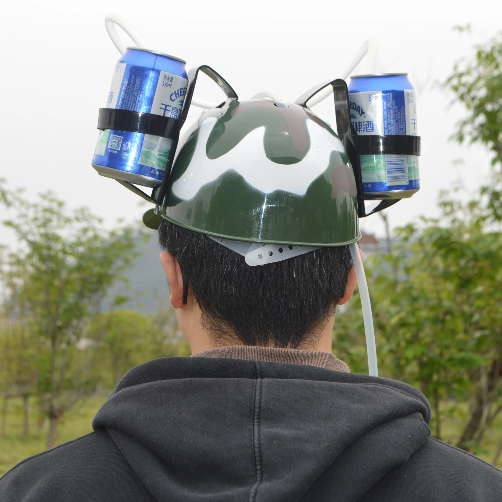 OZS Creative Drinking Helmet Party Hat Can Holder Drinker Hat Cap