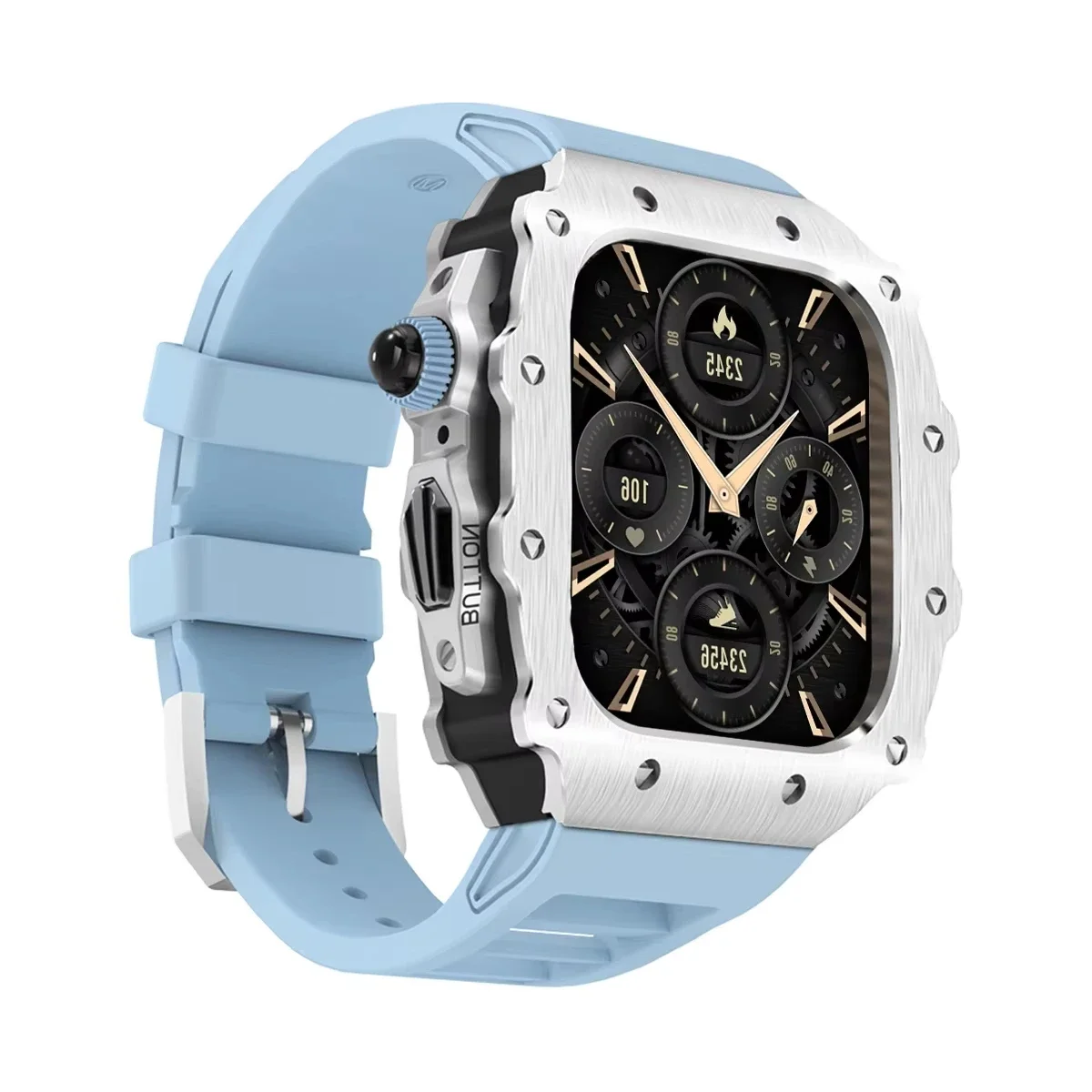 Deluxe Silicone Strap and Stainless Steel Watch Case Kit