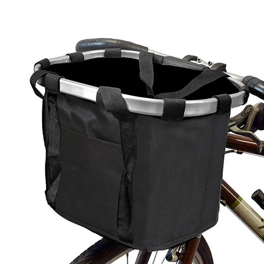 

Foldable Bike Basket - Convenient handlebar bag with removable design for easy storage and transport