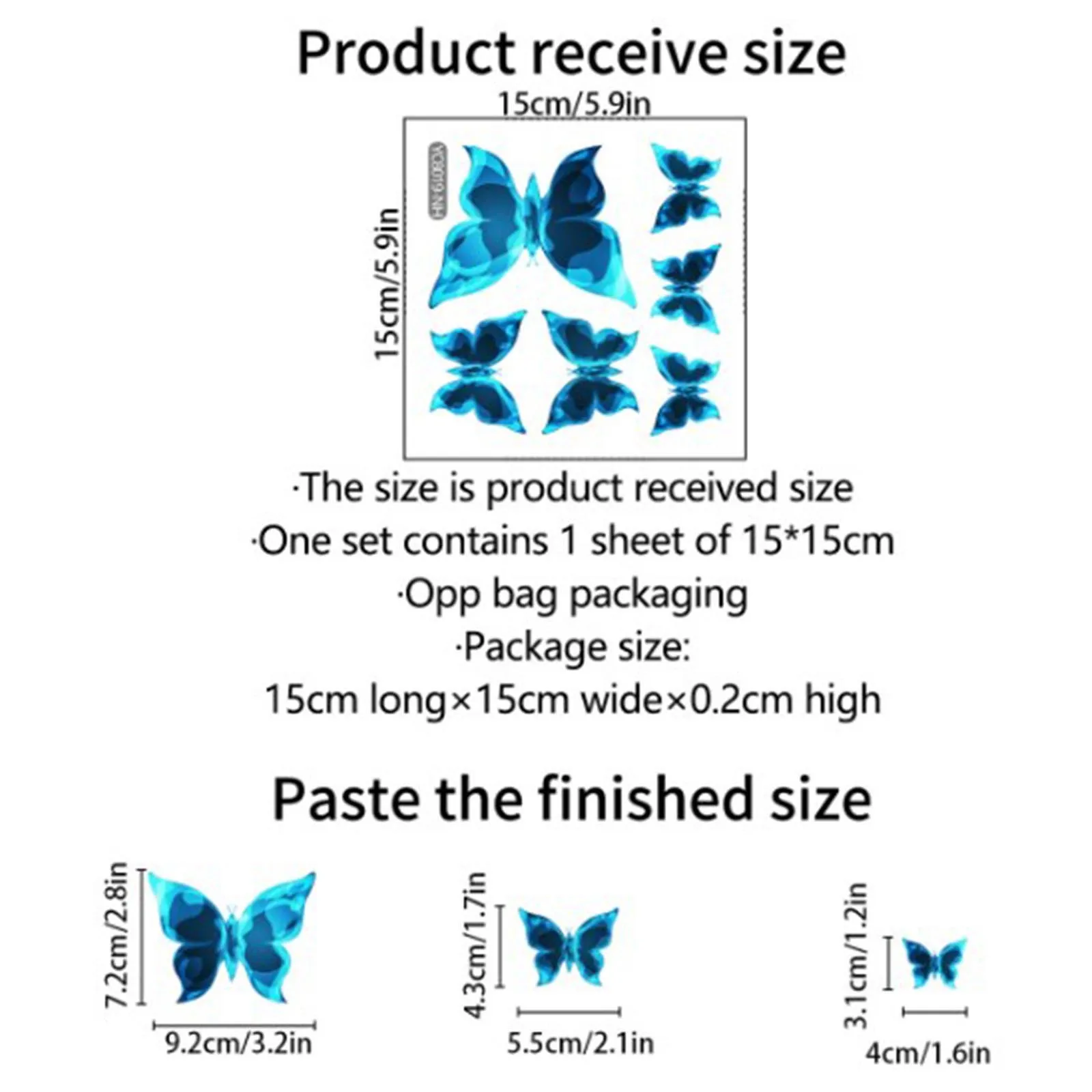 Description Picture 5 of itemBlue Luminous Butterfly Sticker Bedroom Living Room Luminous Glow-In-The-Dark Stickers Decorative Self-Adhesive Switch Stickers