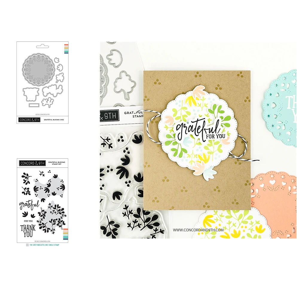 

2022 Newest Grateful Blooms Metal Cutting Dies Silicone Stamps Set Diy Greeting Card Handmade Decoration Craft Embossing Stencil