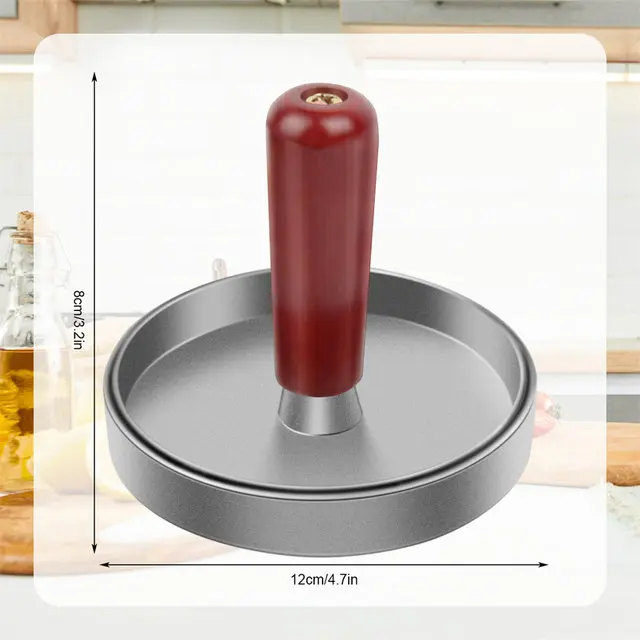 Description Picture 4 of itemHamburger Meat Press Wooden Handle Round DIY Mold Non-stick Coating Patty Maker Beef BBQ Burger Meat Press Kitchen Tool