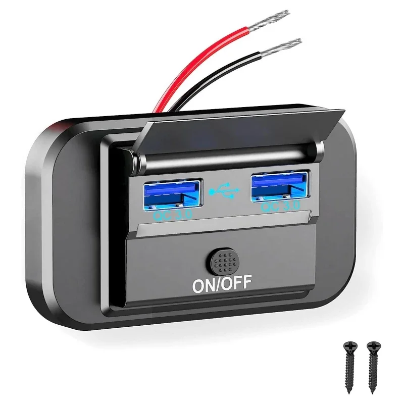차량용 충전기 콘센트 듀얼 QC3.0 출력 포트 전원 소켓, VW T5 T6 캠퍼 밴 RV 캐러밴 모터홈용