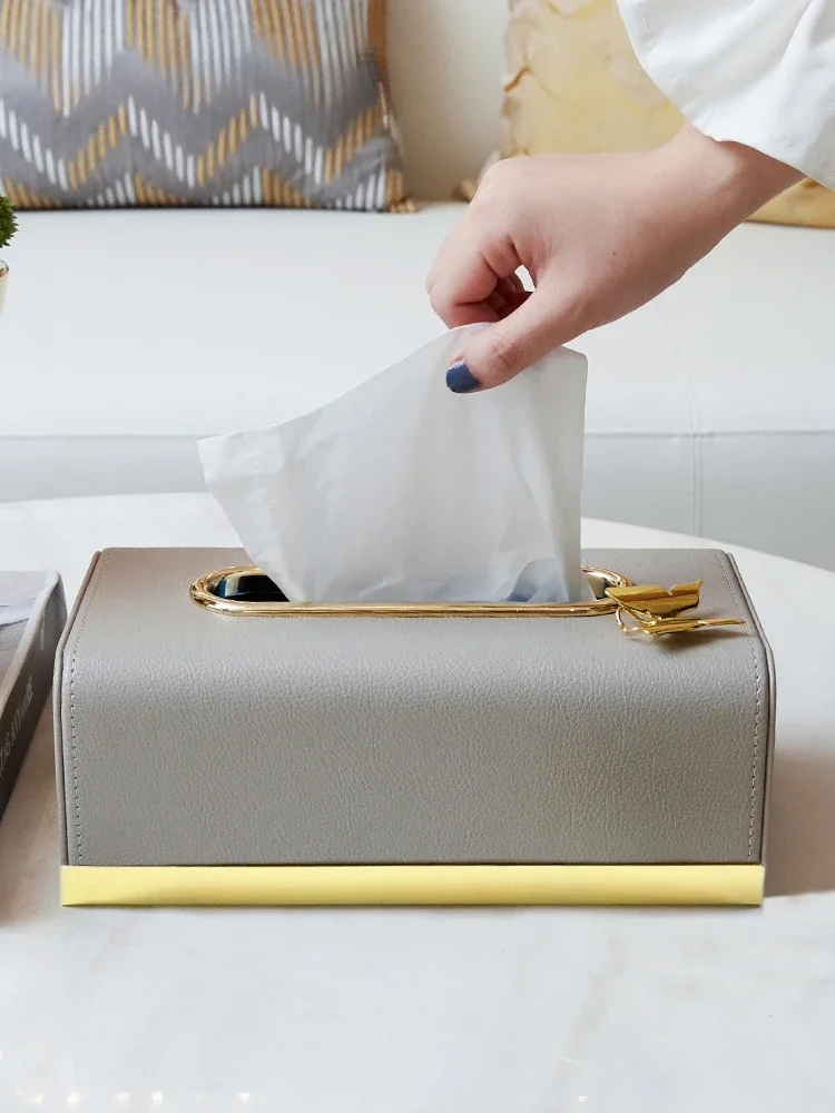 

Decorative ornaments, home living room, tissue box, simple modern dining table, drawer box, creative monochrome leather