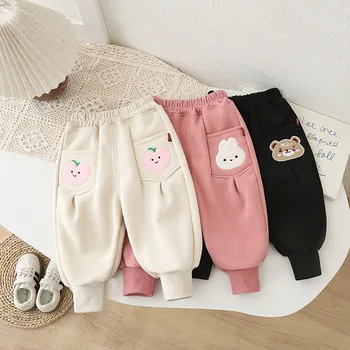 New Winter Baby Boys Clothes Children Girls Cartoon Thicken Warm Pants Infant Clothing Casual Toddler Trousers Kids Sportswear 1
