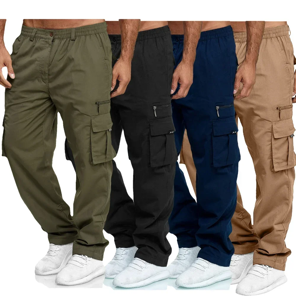 Men's Cargo Trousers Elastic Waist Elastic Multi-pocket Loose Combat Work Pants Outdoor Fitness Sports Casual Pants S-4XL 3