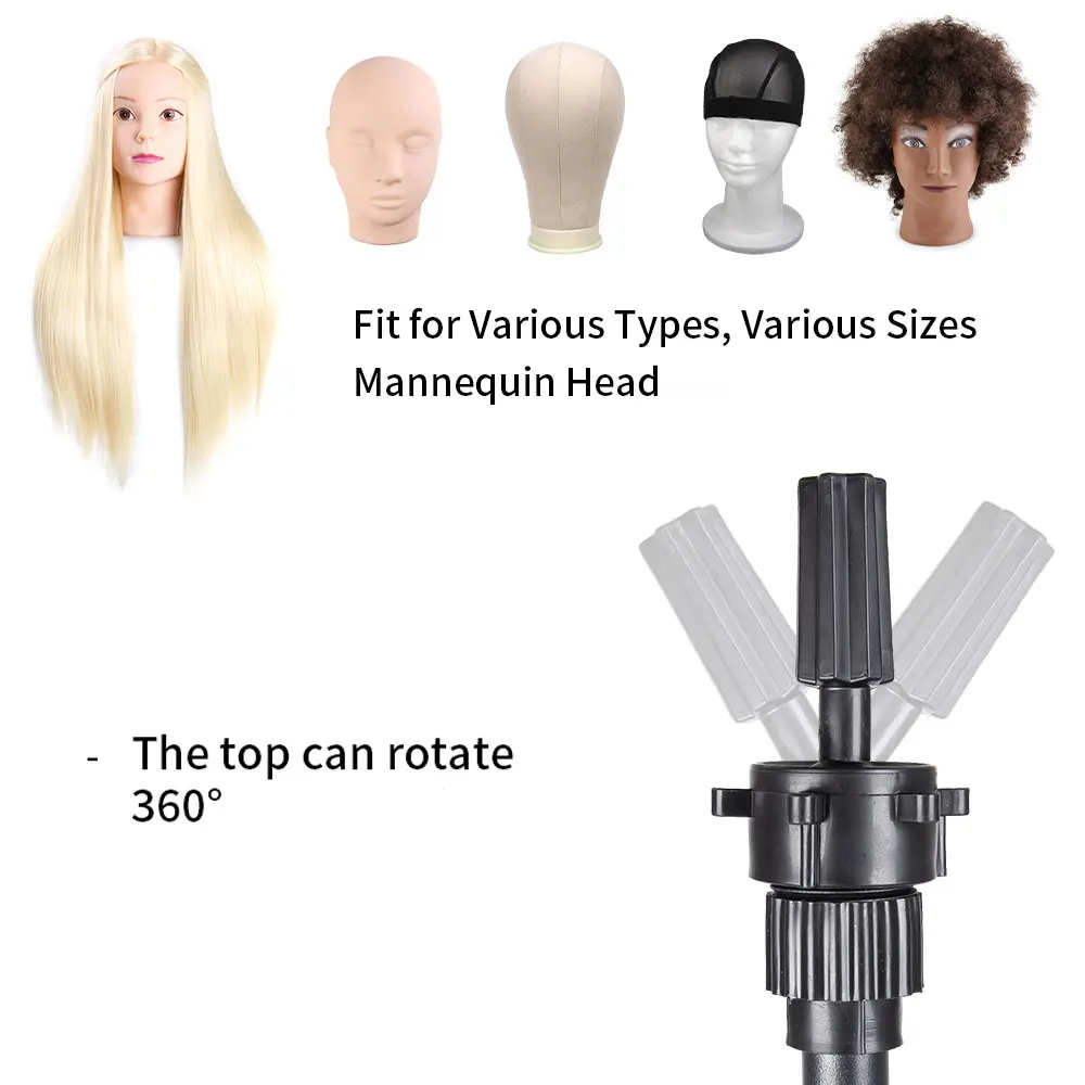 가발 스탠드 삼각대 마네킹 헤드 스탠드, 화장품 미용 훈련 헤드용 조절 거치대, 150cm