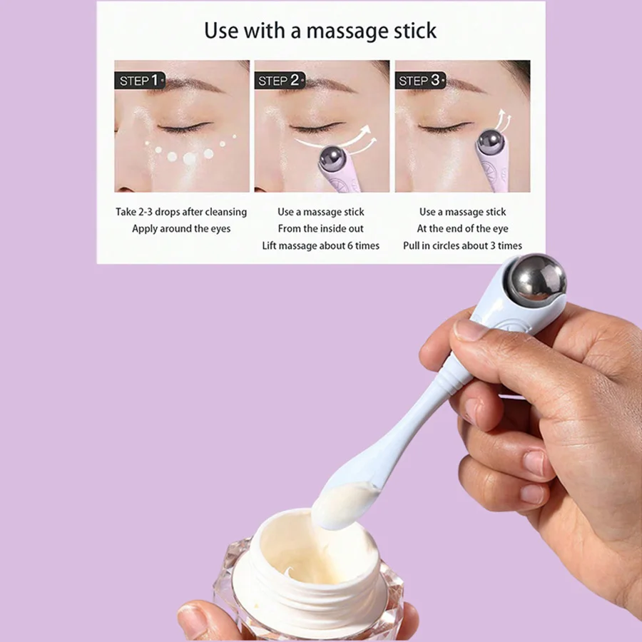 Double-ended Massage Stick Dual-purpose Scooping ended Eye Cream Double-headed 360° Roller Multi-purpose Reduce Eye Lines