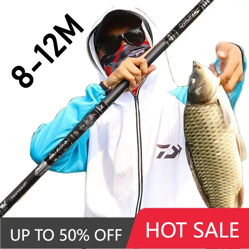 8M 9M 10M 11M 12M 13M High Quality Carbon Fishing Rod Telescopic Superhard  Pole Ultralight Long Section Pole Fishing Rod 2022New