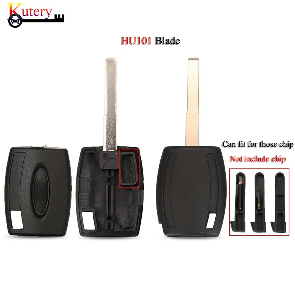

jingyuqin 10PCS/Lot Transponder Key Shell Case Cover For Ford Fiesta Mondeo Focus C-Max S-Max Galaxy Kuga HU101 Without Chip