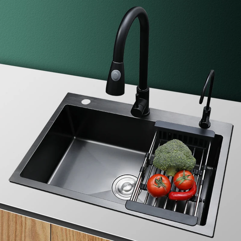 

Nano Stainless Steel Sink Dishwashing Black Handmade Kitchen Household Vegetable Wash Basin