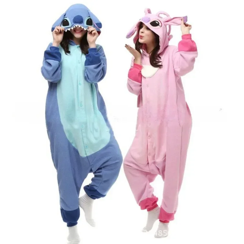 Stitch Kigurumi Tutina Kawaii Adolescenti Donna Pigiama Flanella Caldo Morbido Complessivo Onepiece Night Home Sleeping Tuta