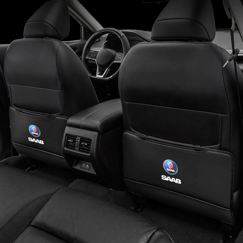 Per Saab Hirsch Aero 91 93 94 95 97 99 900 9000 Aero X 93X Car Leather Anti-Kick Pad Seat Back Protector Cover Interior Styling