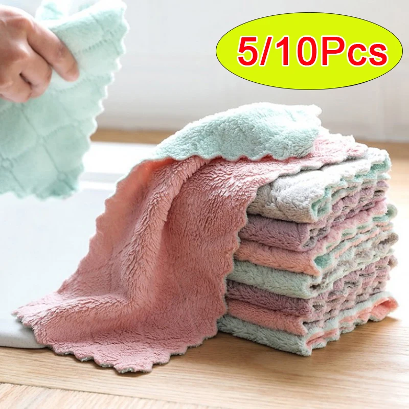 5-10Pcs Absorbent Kitchen Microfiber Towels Cleaning Cloths