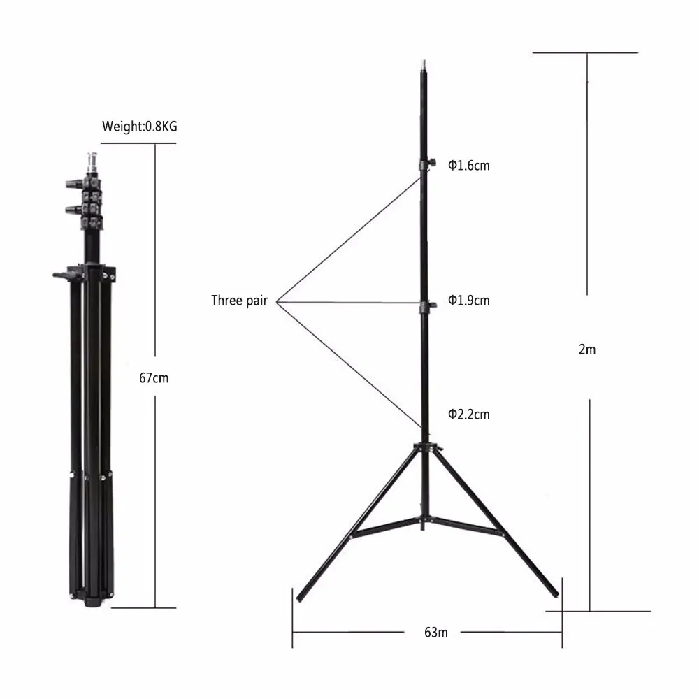 2x 2m Light Stand Tripod for Photo Studio Softbox Video Flash Umbrellas Reflect