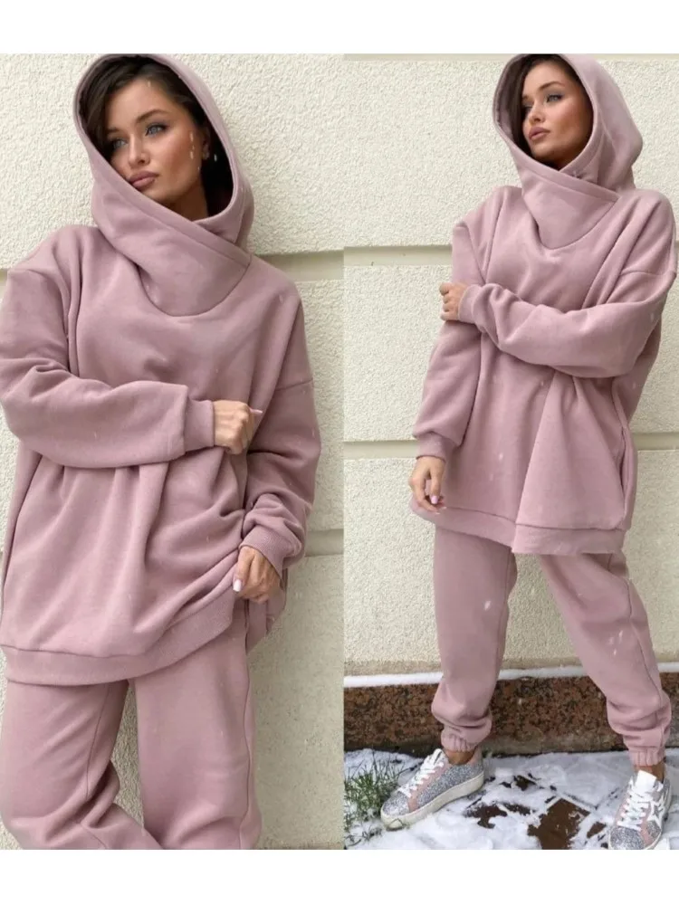 Loose half-zipper sweatshirt  two-piece set