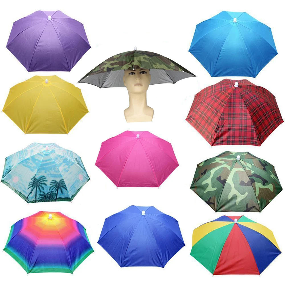 Portable Rain Umbrella Hat Foldable Outdoor Fishing Sunshade Waterproof Camping Headwear Beach Head Hats Fishing Hat 낚시모자
