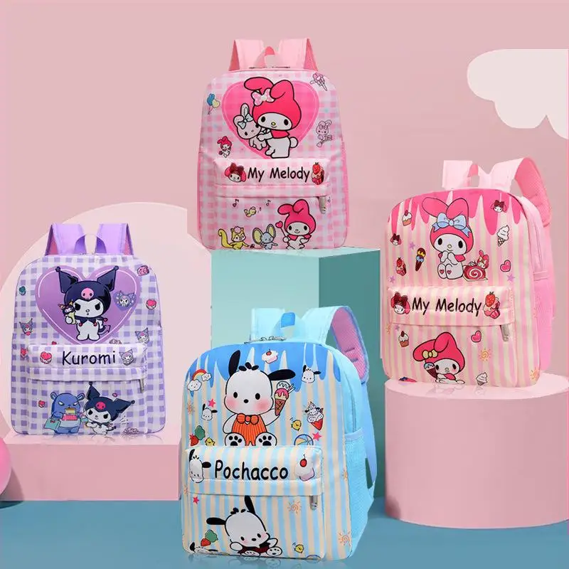 

Japan Cartoon Sanrios Student Backpack Cute Hellokitty Kuromi Melody Leather Waterproof Large Capacity Children Student Backpack