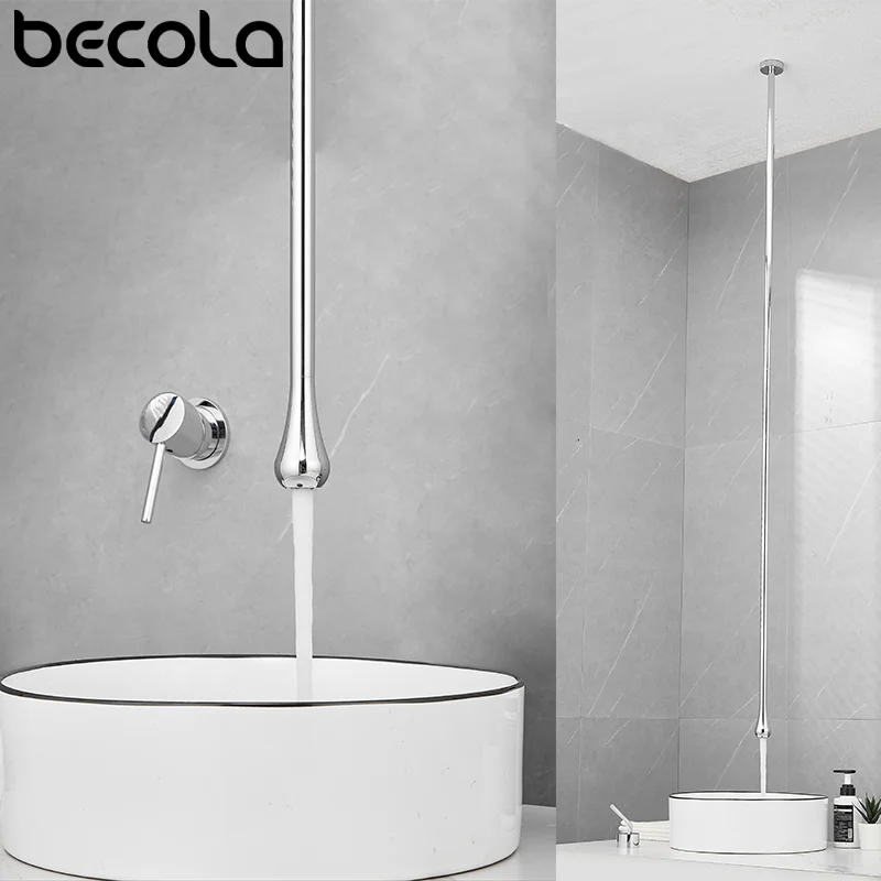 Strop design koupelna bubbler hot& chladný pověsit pípa bazén ťuknout celistvý mosaz zeď montuje černá chrom bělouš hotel bazén pípa