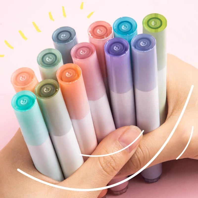 Colored Eye Highlighters with 4mm Wide Tip Suitable for School Student Ledger Marking Drawing Doodling 12 Pcs highlighter marker,highlighter pen,art marker,marker pen