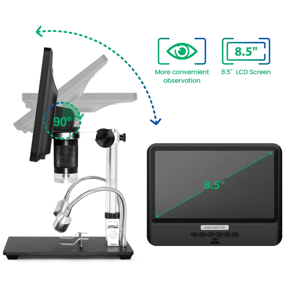 Andonstar Digital Microscope AD208 8.5 Inch Adjustable LCD Display for Soldering Digital Microscope Black 1080P Soldering Tools digital microscope,handheld microscope,mini microscope,pocket microscope