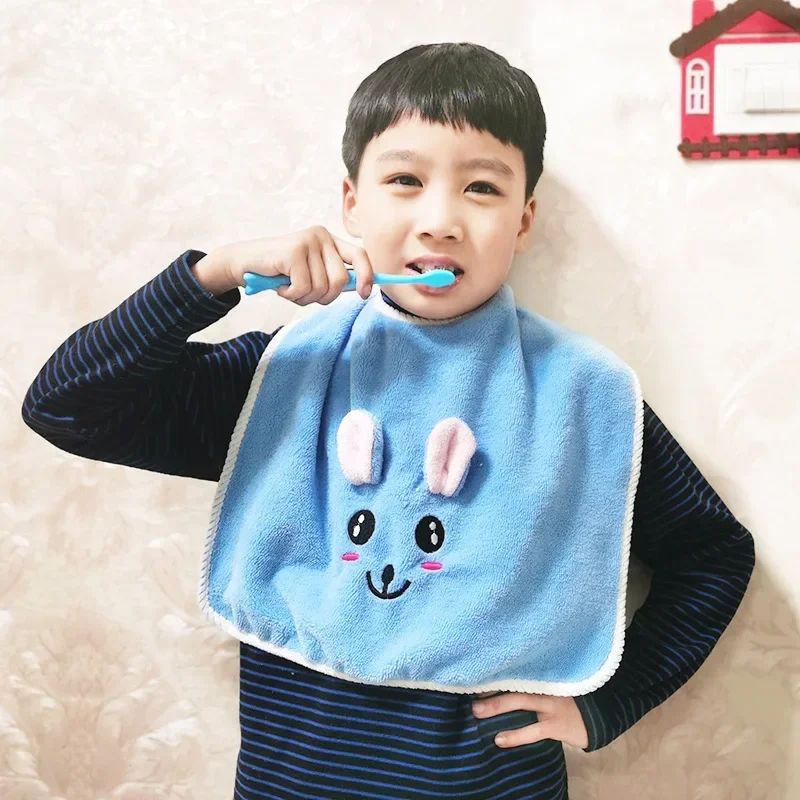 Cartoon Rabbit Baby Kids Bibs for Children Washing Face Towel Salive Towel Boys Girls Learning Brushing Teeth Towel Burp Cloths