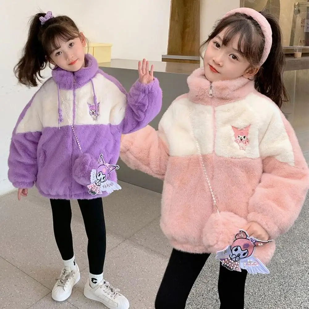 

Anime Sanrio My Melody Girls Rabbit Velvet Coat Thickened Long Sleeve Top Kids Warm Jacket Autumn Winter Children's Clothing