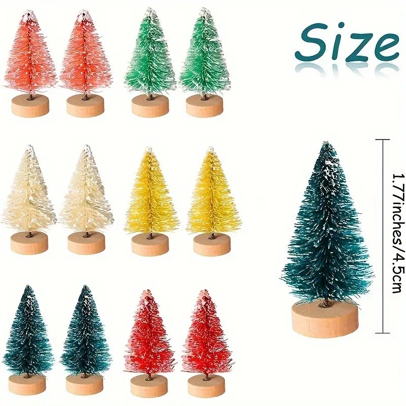 Artificial Christmas Tree with Wooden Base for Tabletop Decor