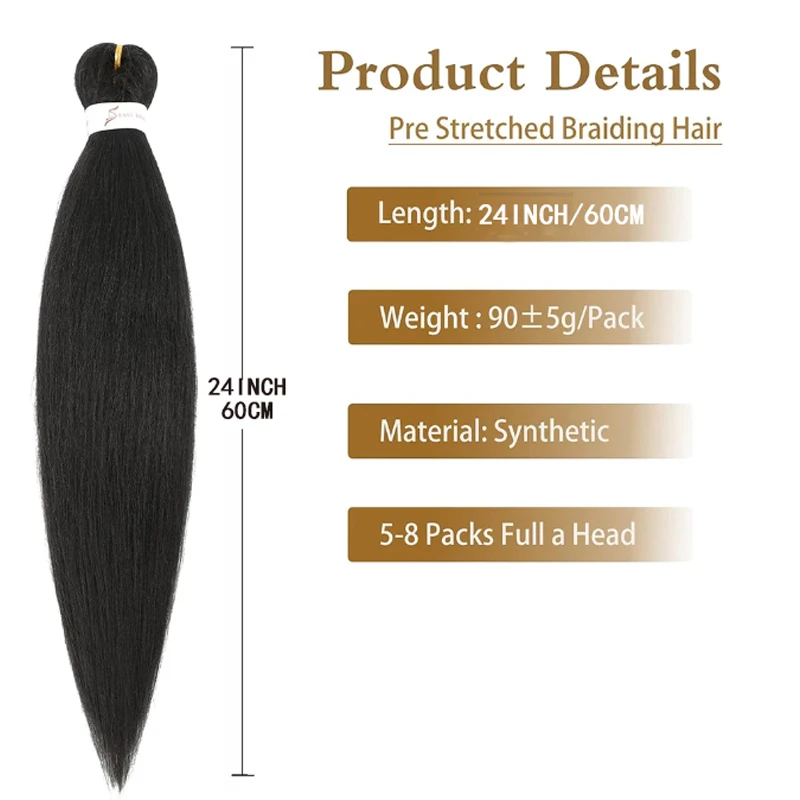 H&STAR Synthetic 20Inch Braiding Hair Pre-stretched  Hair Extensions for Afro Crochet Braids  Fake Hair DIY  Jumbo Braid