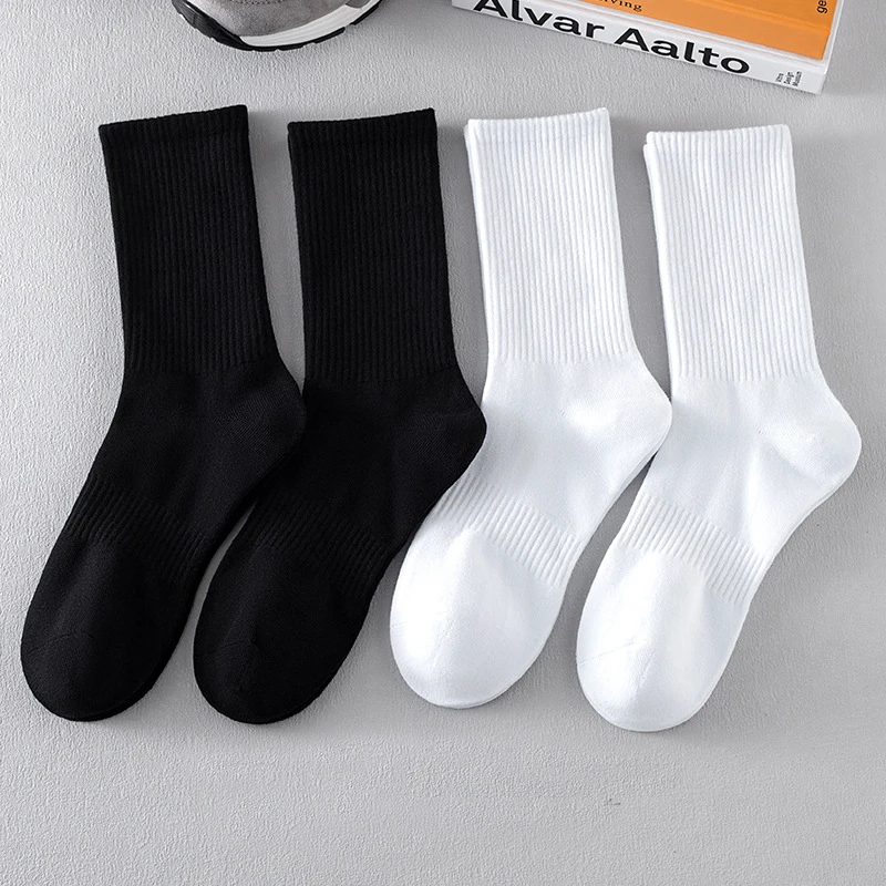Sports socks cotton socks black socks breathable socks solid color socks women socks athletic socks gym socks cotton blend socks 5 pairs/lot men's high classic black white breathable sweat-absorbent women's autumn warm elastic