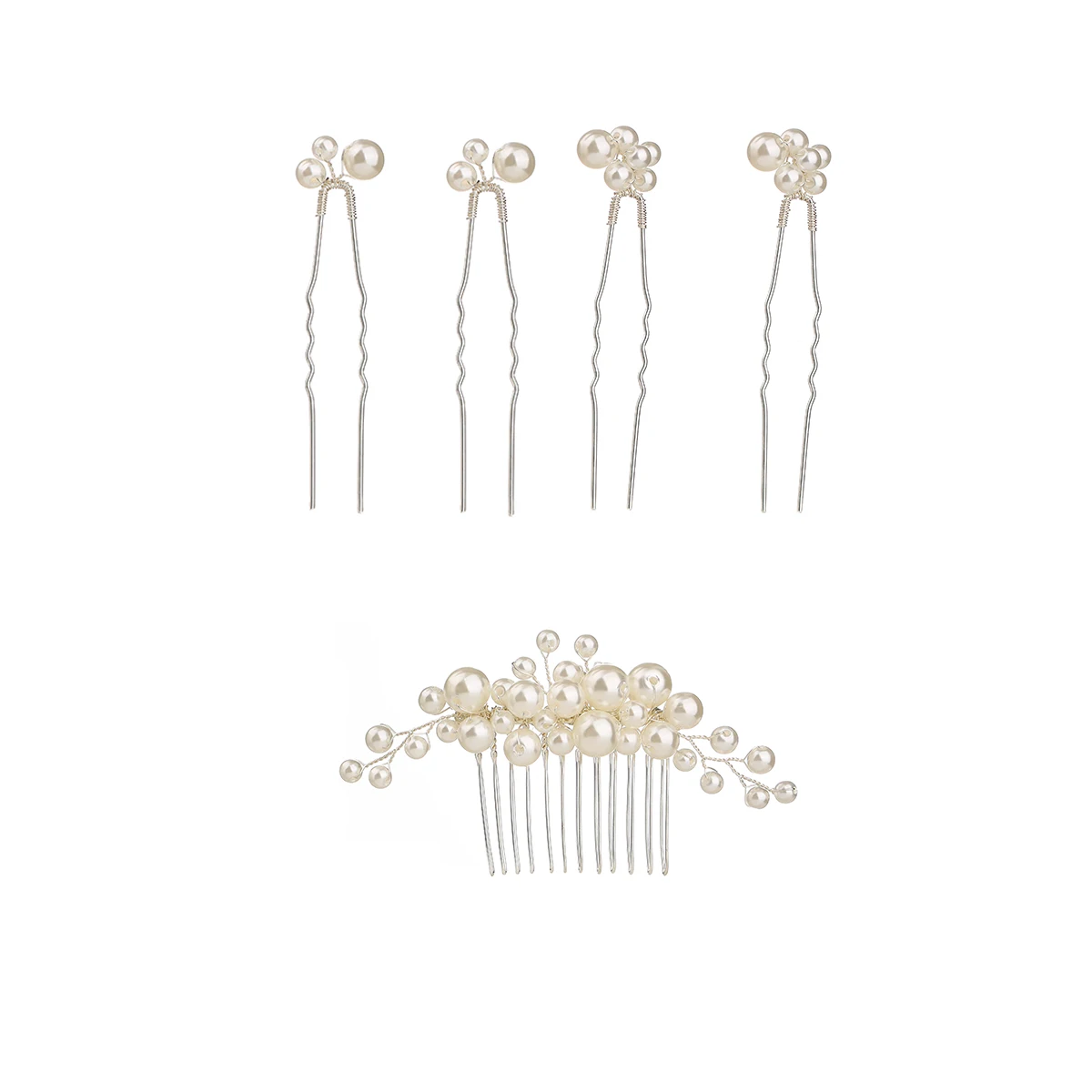 5 pieces of pearl flower hair fork vintage bridal flower hair comb wedding hairpin headwear for women and girls