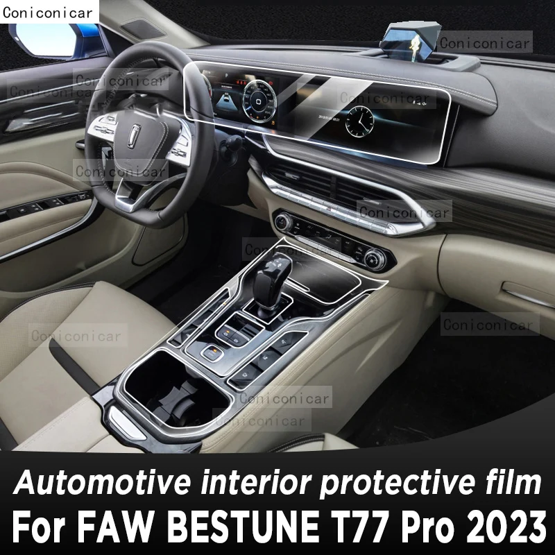 

For FAW BESTUNE T77 PRO 2023 Gearbox Panel Navigation Screen Automotive Interior TPU Protective Film Cover Anti-Scratch Sticker