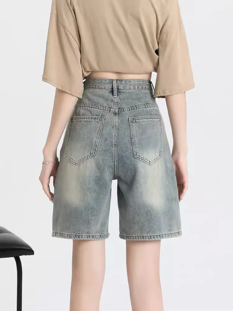 New Women Summer Denim Shorts Fashion American Retro Washing High Waist Thin Shorts Casual Vintage Jeans Shorts
