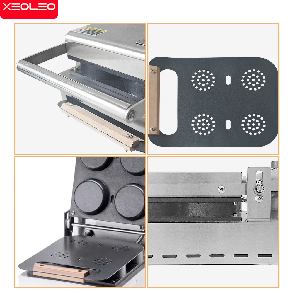 XEOLEO Commercial Pizza Maker 3000W Crepe Maker Pizza 4 Mini Machine Multifunctional Pancake Machine Non-stick