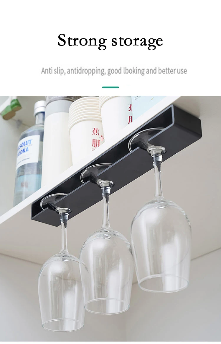 Description Picture 5 of itemWine Glass Holder Hanging Wine Glass Holder Under Shelf Plastic Stemware Rack Glassware Drying Storage Hanger For Kitchen Bar