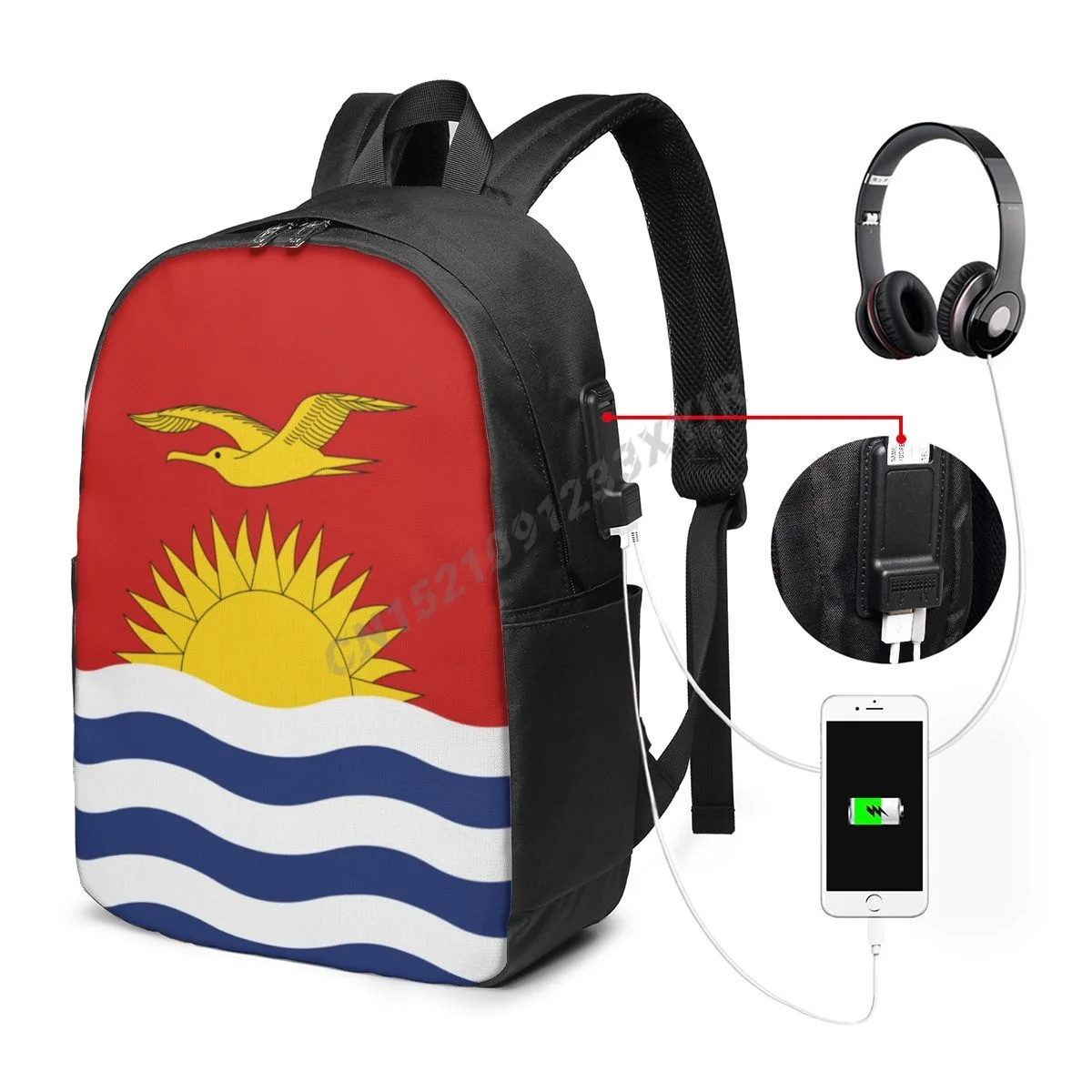 

Backpack Kiribati Flag Country Map IT'S IN MY DNA Fans Student Schoolbag Travel Casual Laptop Back Pack Unisex