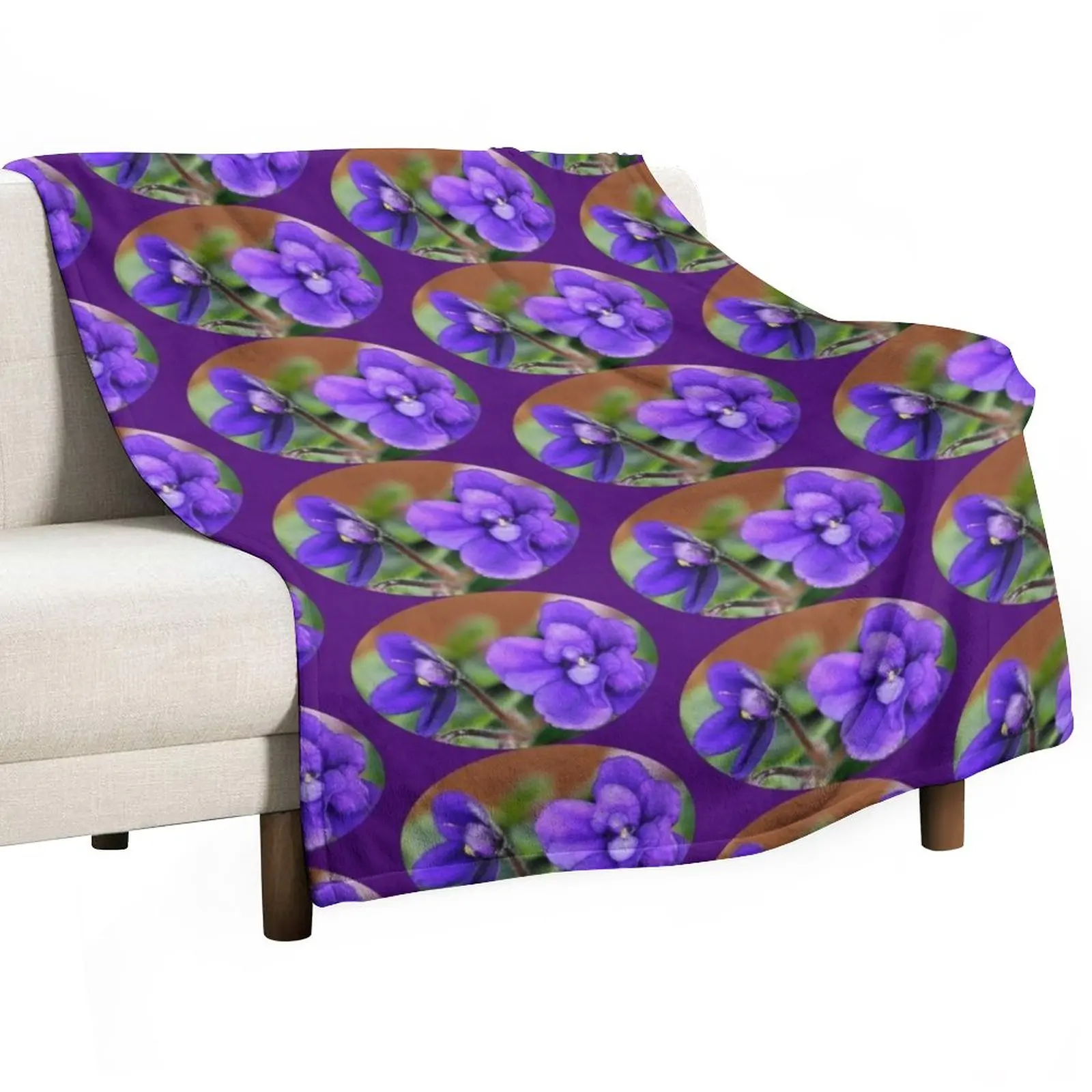 

Miniature African Violet Throw Blanket Large Blanket Decorative Bed Blankets Picnic Blanket Sofa Quilt