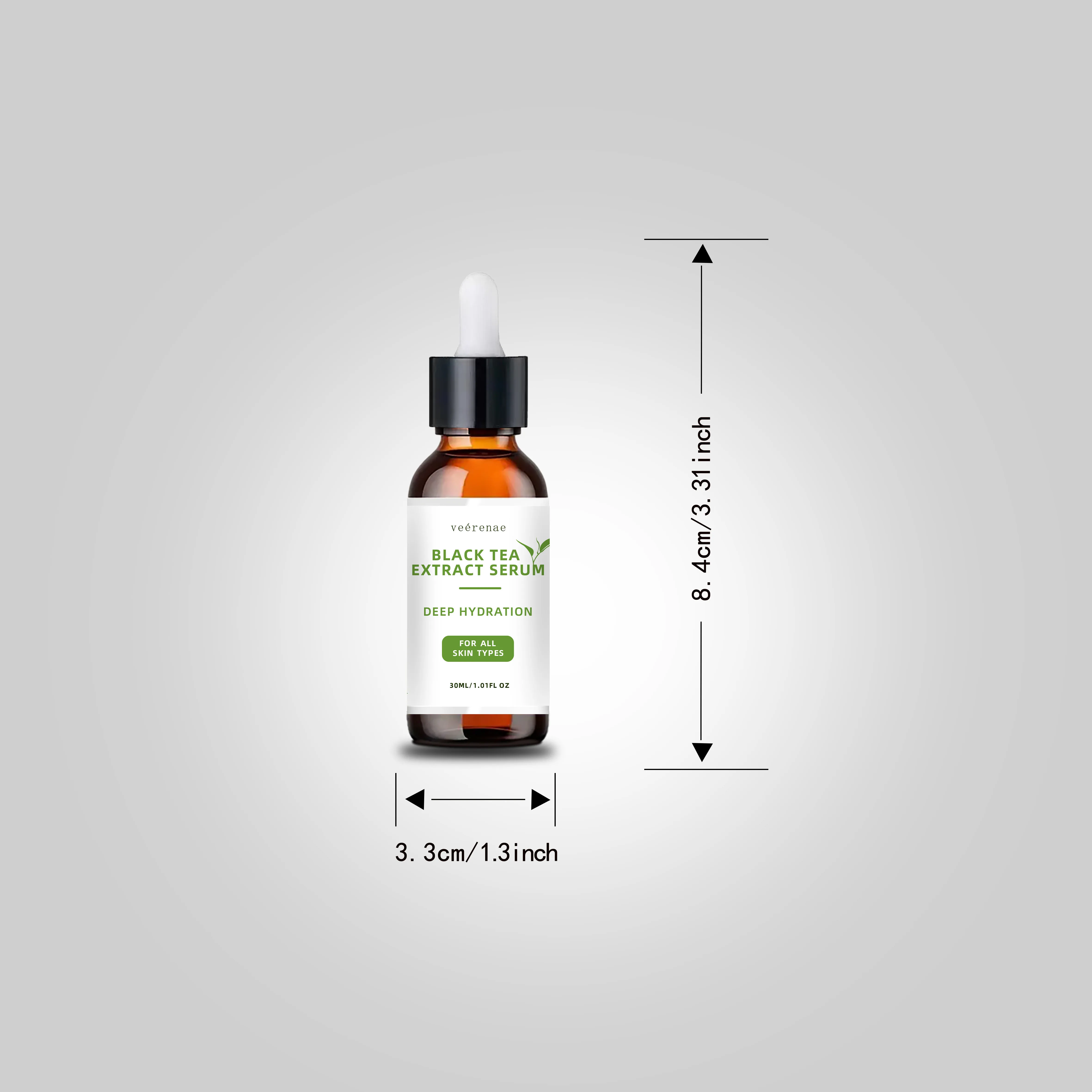SÉRUM DE EXTRACTO DE CHÁ PRETO Veérenae | Com Vitaminas Concentradas | Hidratação intensa | Sem óleo | Cuidados com a pele do rosto para todos os tons de pele