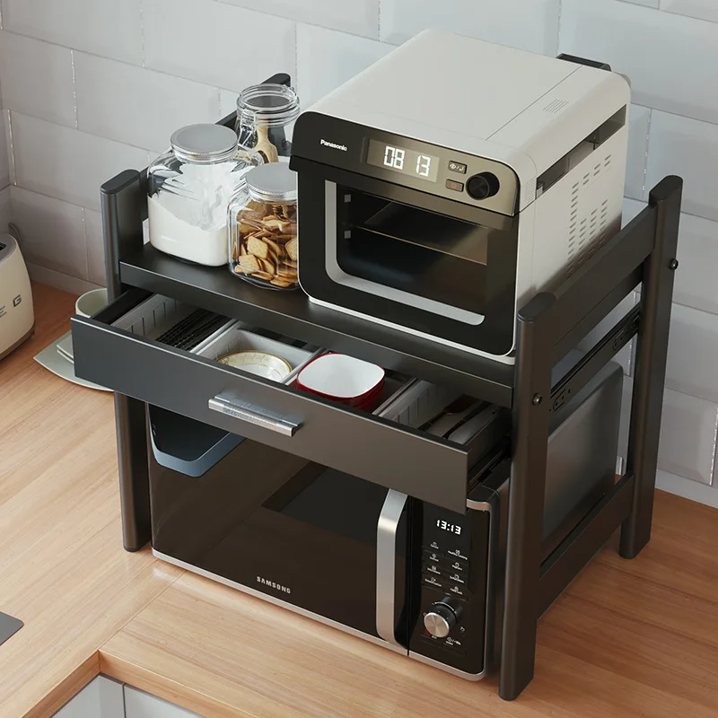 

Kitchen top microwave storage rack Tableware storage box with drawer Oven electric rice cooker multifunctional storage rack