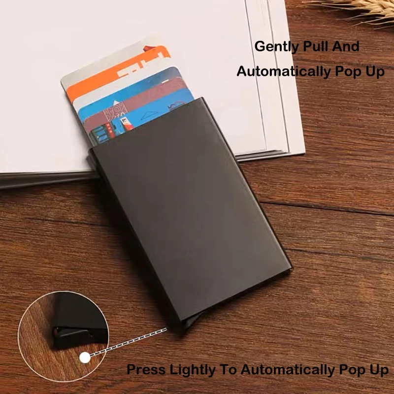 Anti-theft ID Credit Card Holder Thin Aluminium Metal RFID Wallets Pocket Case Automatic Pop Up Bank Women Men Credit Card Box wallet card holder card holder credit card holder