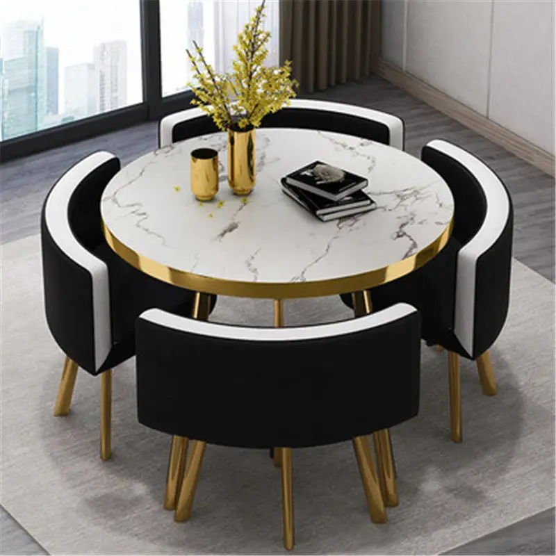 Light luxury negotiation net celebrity office reception small round table chair combination shop dining table and chair
