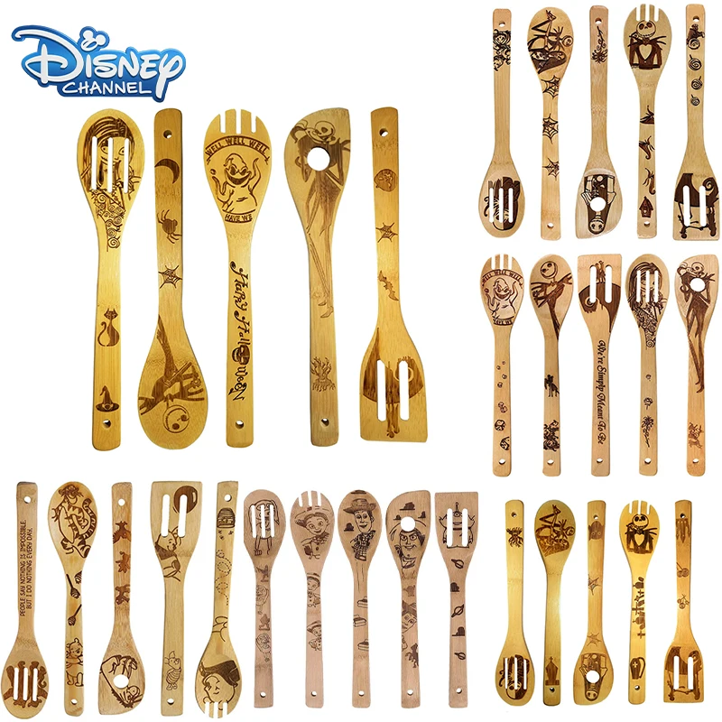 5 Pezzi Disney The Nightmare Before Christmas Spatola Kawaii Jack Spatola In Legno Cartoon Toy Story Halloween Kitchen Supplies Gift