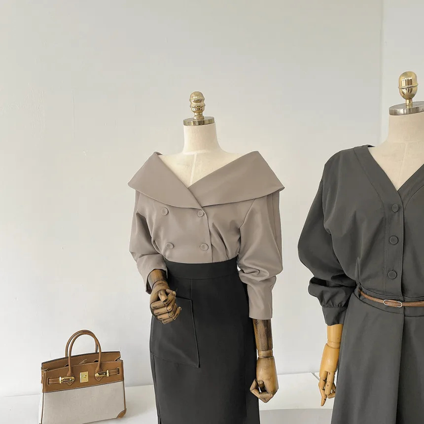 Korean Fashion V-neck Midi Dresses for Women with Belt Long Sleeve A-line Office Lady Autumn New Elegant Solid Female Clothing